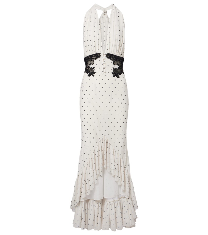 Photo: Self-Portrait Lace-trimmed polka-dot maxi dress
