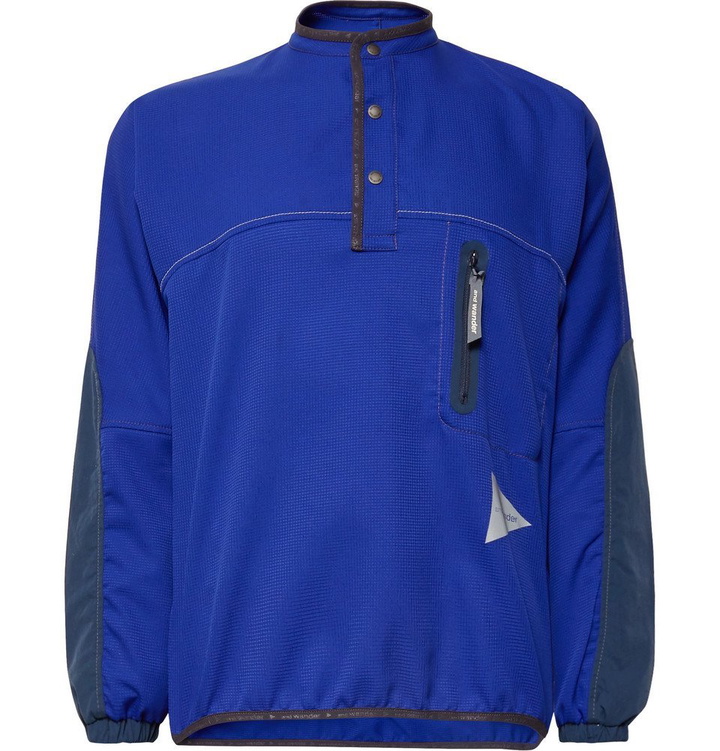 Photo: And Wander - Shell-Panelled Mesh Half-Placket Mid-Layer - Men - Blue