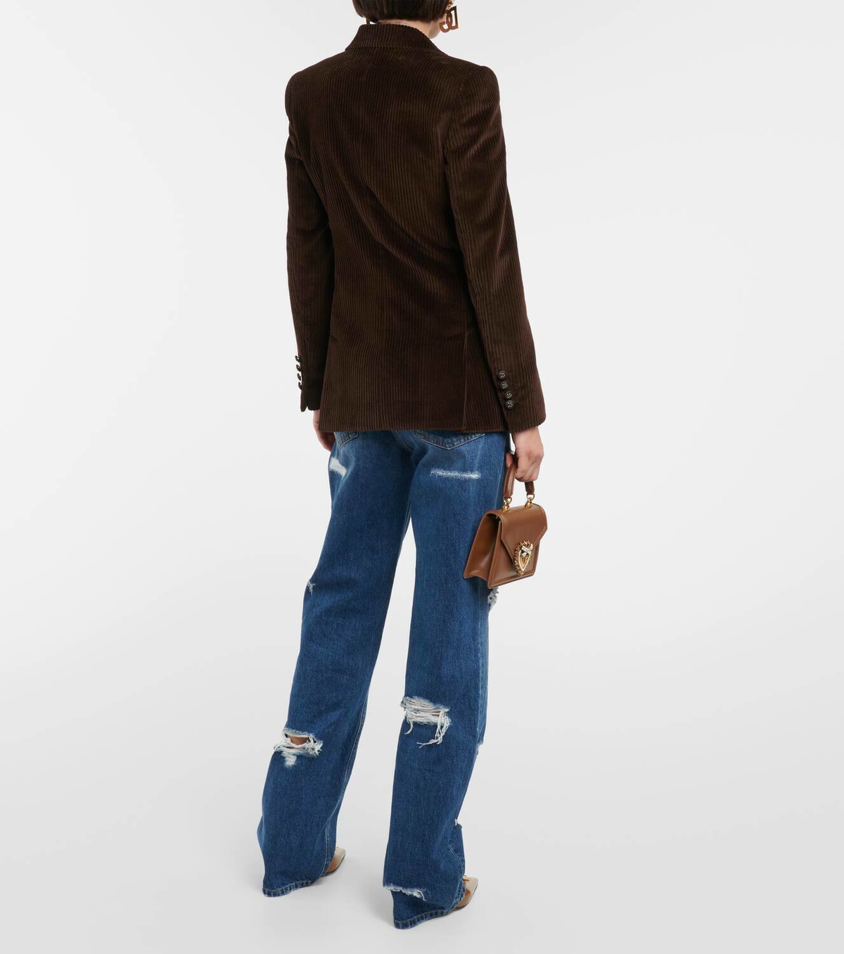 Dolce & Gabbana Bordeaux Corduroy Cotton Blazer Oversized Jacket
