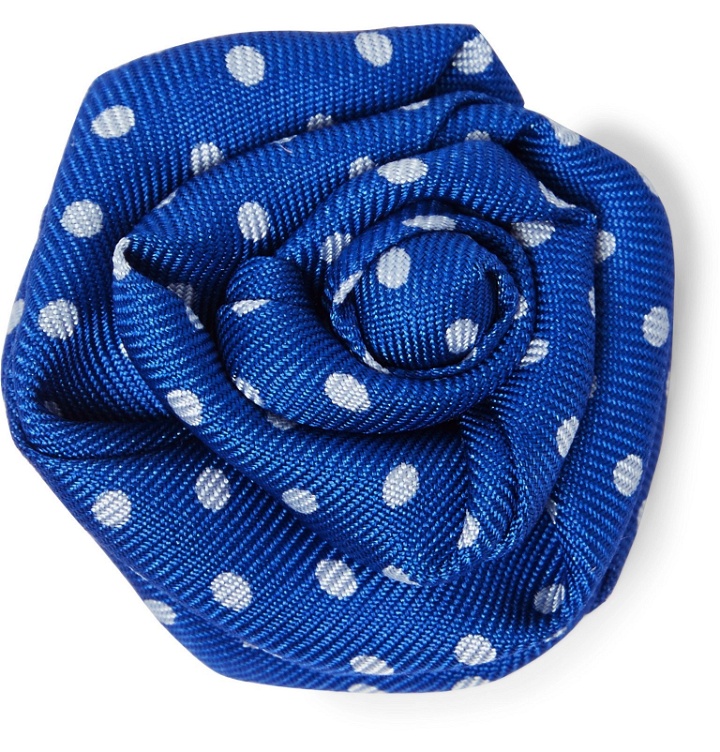 Photo: Charvet - Polka-Dot Silk-Faille Flower Lapel Pin - Blue