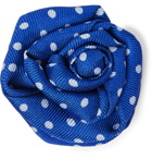 Charvet - Polka-Dot Silk-Faille Flower Lapel Pin - Blue