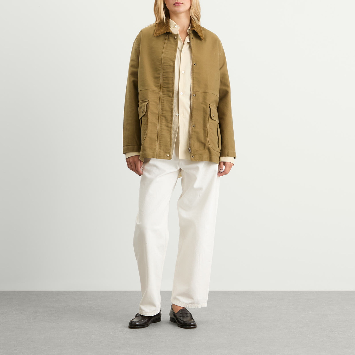 Nothing Written Women's Mole Skin Hunting Cotton Jacket in Khaki