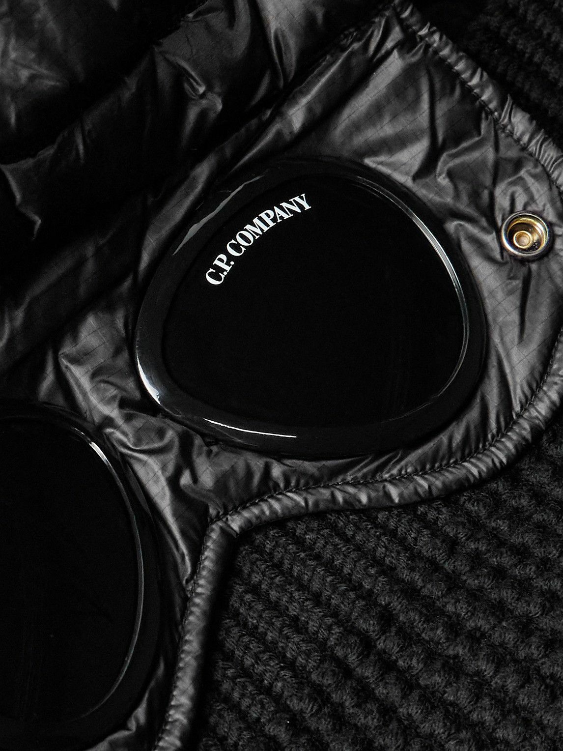 C.P. Company - Logo-Appliquéd Quilted Ripstop and Waffle-Knit Wool Hooded Down Jacket - Black