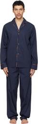 Paul Smith Navy 'Artist Stripe' Trim Cotton Pyjama Set
