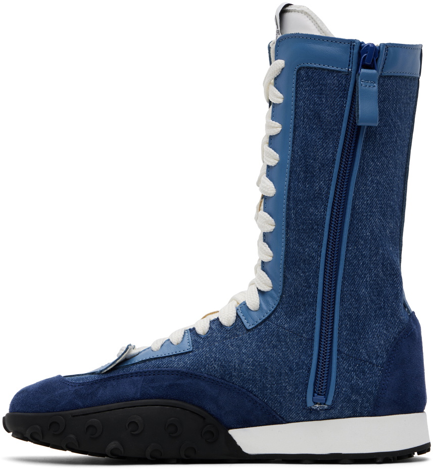 関税送料込【Marine Serre】MS Rise ハイカットスニーカー Marine Serre Blue & White MS Rise High Sneakers Marine Serre
