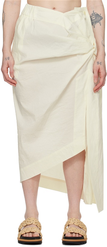 Photo: ISSEY MIYAKE Off-White Twisted Midi Skirt