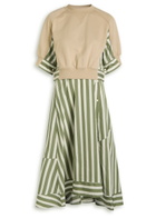 3.1 Phillip Lim Detachable-sweatshirt Striped Cotton Midi Dress Beige