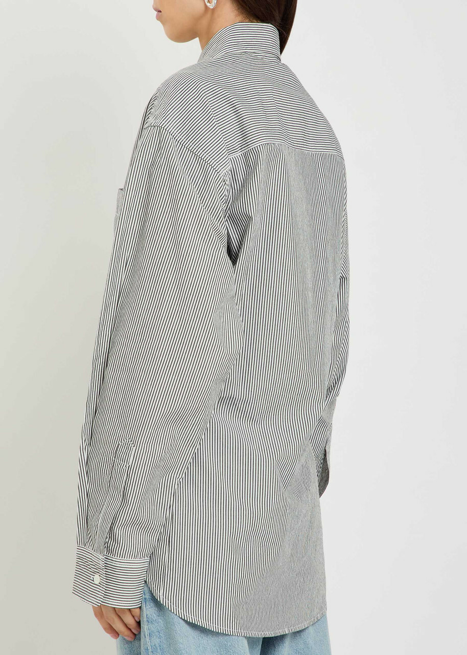Agolde Cinched Striped Cotton-poplin Shirt Grey