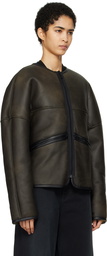 032c Brown Buttery Shearling Leather Jacket