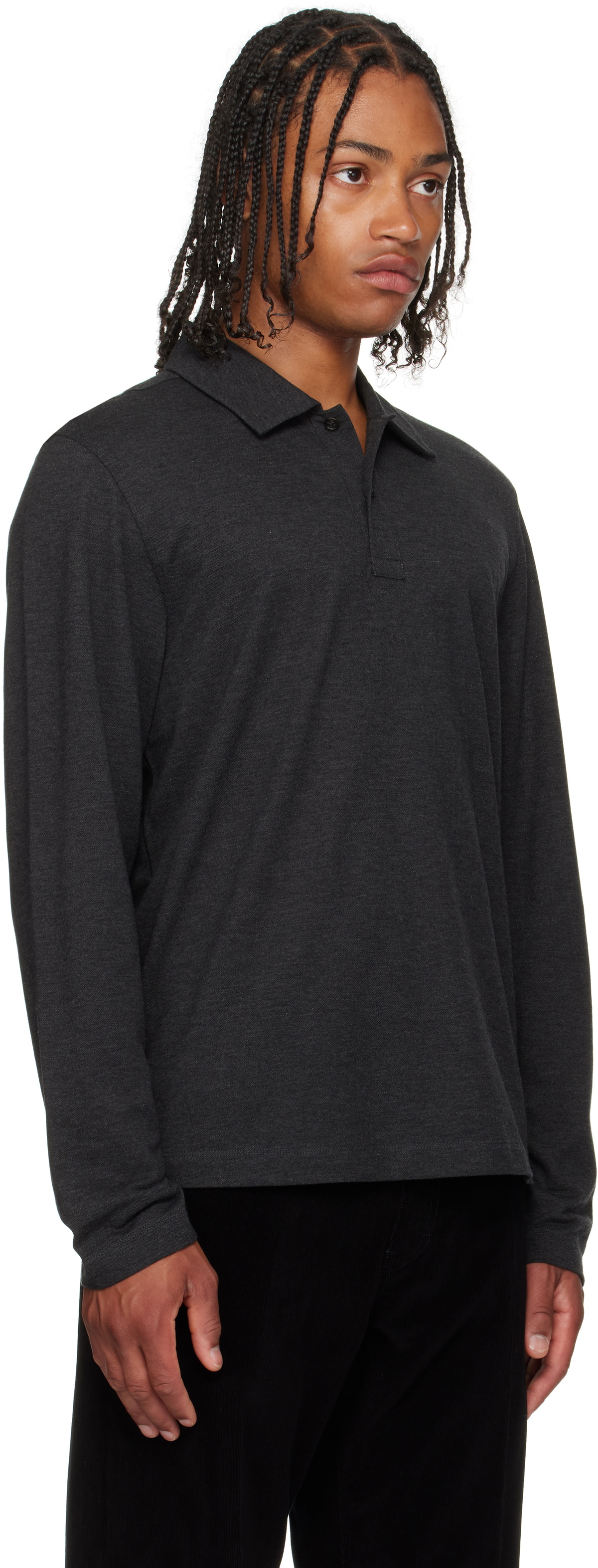 Ferragamo Gray Long Sleeve Polo