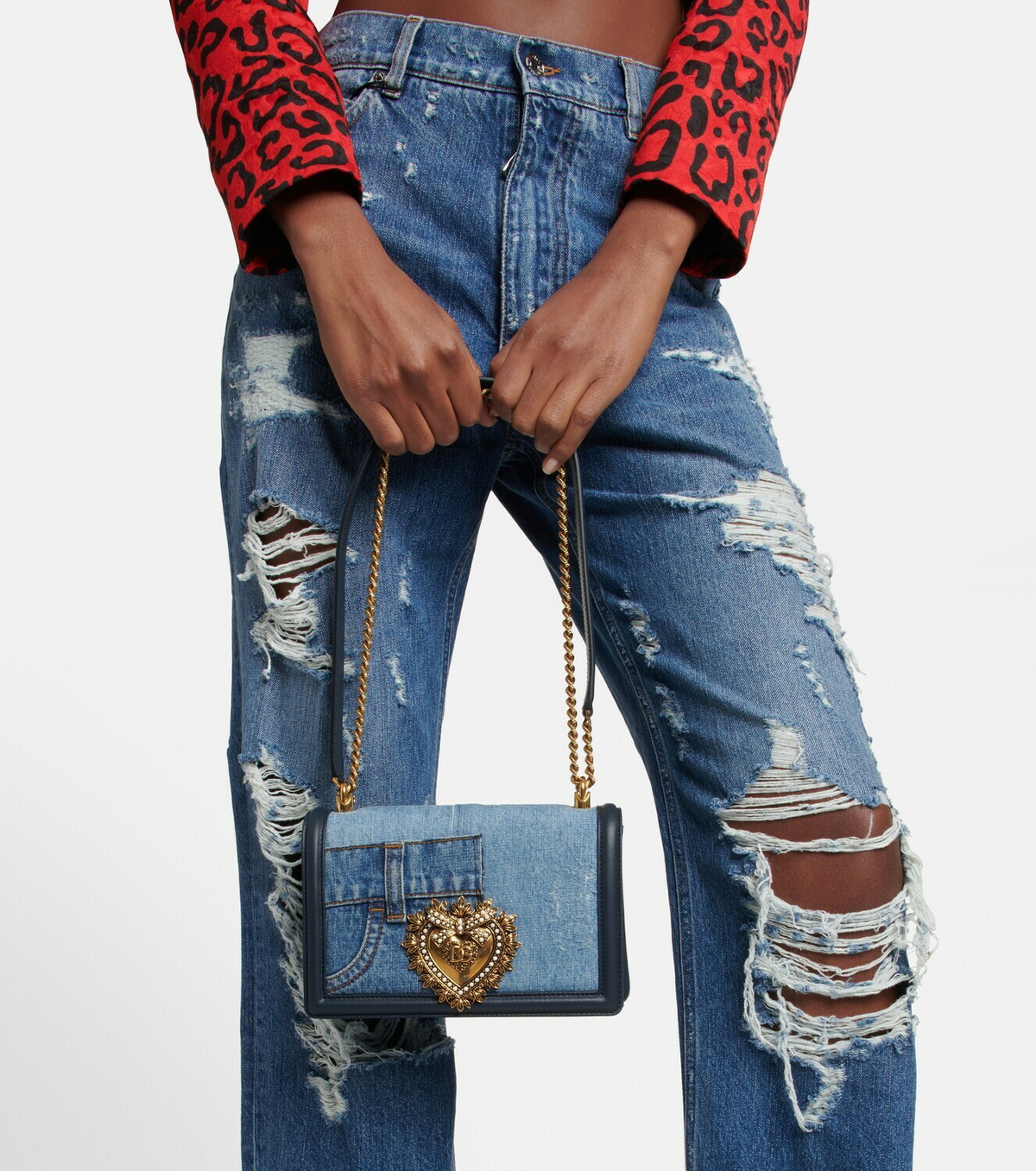 Dolce&Gabbana - Devotion Medium denim shoulder bag Dolce