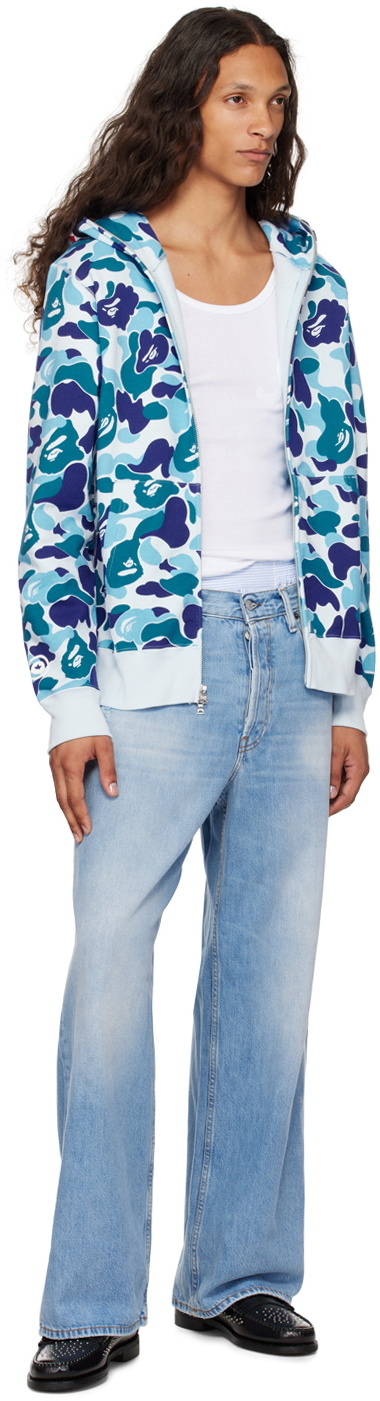 BAPE Blue ABC Camo Shark Full Zip Hoodie A Bathing Ape