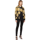 Versace Black and Yellow Medusa Amplified Zip-Up Hoodie