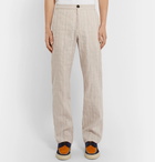 Oliver Spencer - Beckford Striped Linen and Cotton-Blend Jacquard Trousers - Sand