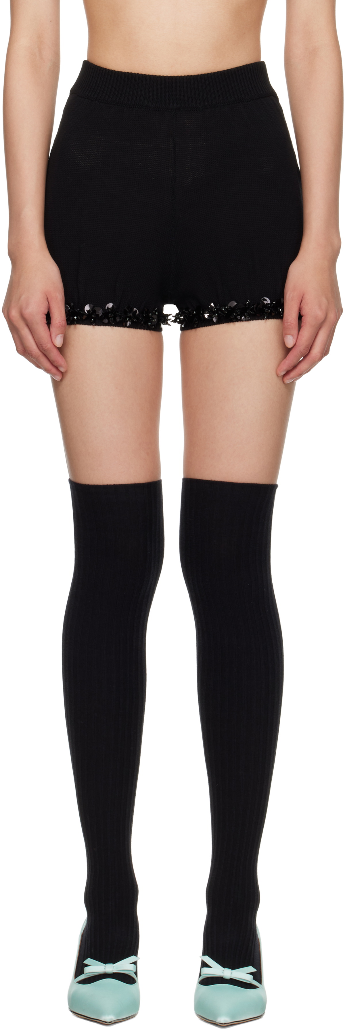 SHUSHU/TONG Black Knitted Shorts