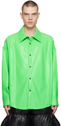 Chen Peng Green Pure Light Faux-Leather Shirt