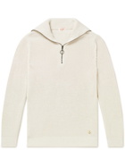 Armor Lux - Logo-Appliquéd Ribbed Cotton Half-Zip Sweater - Neutrals