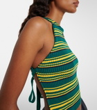 Miu Miu Ribbed-knit striped cotton-blend top