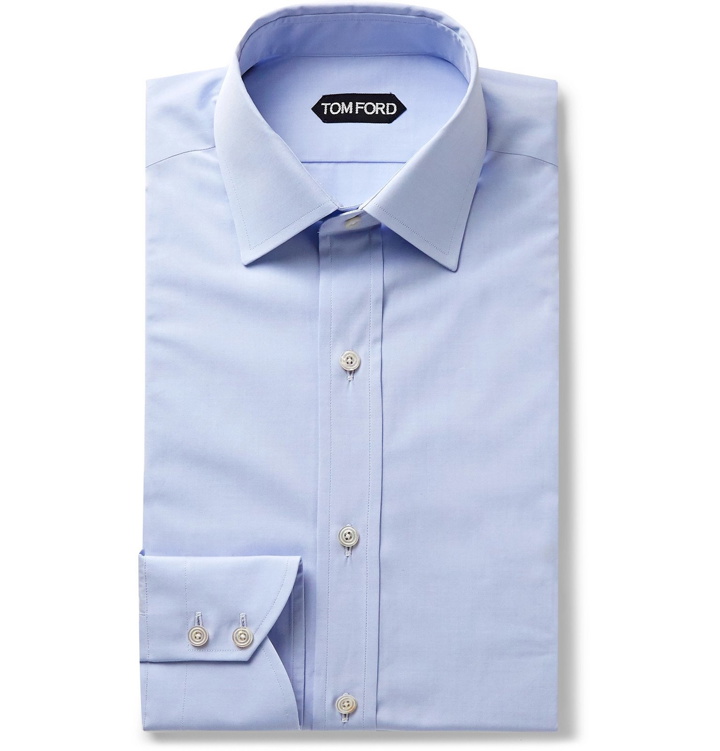 Photo: TOM FORD - Light-Blue Slim-Fit Cotton-Poplin Shirt - Blue