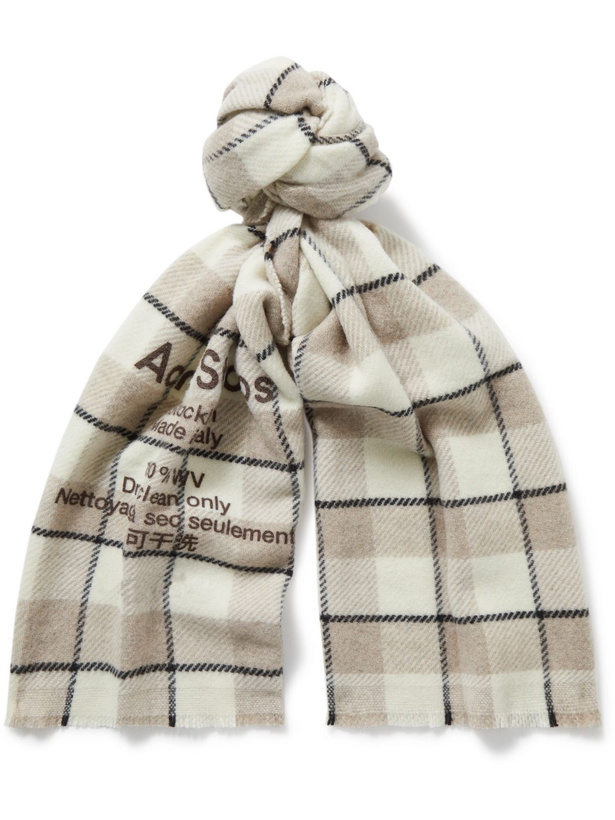 Photo: Acne Studios - Logo-Print Checked Wool Scarf