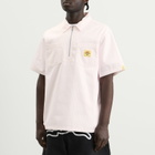 ICECREAM Men's Waitress Quarter Zip Work Shirt in Pink Stripe