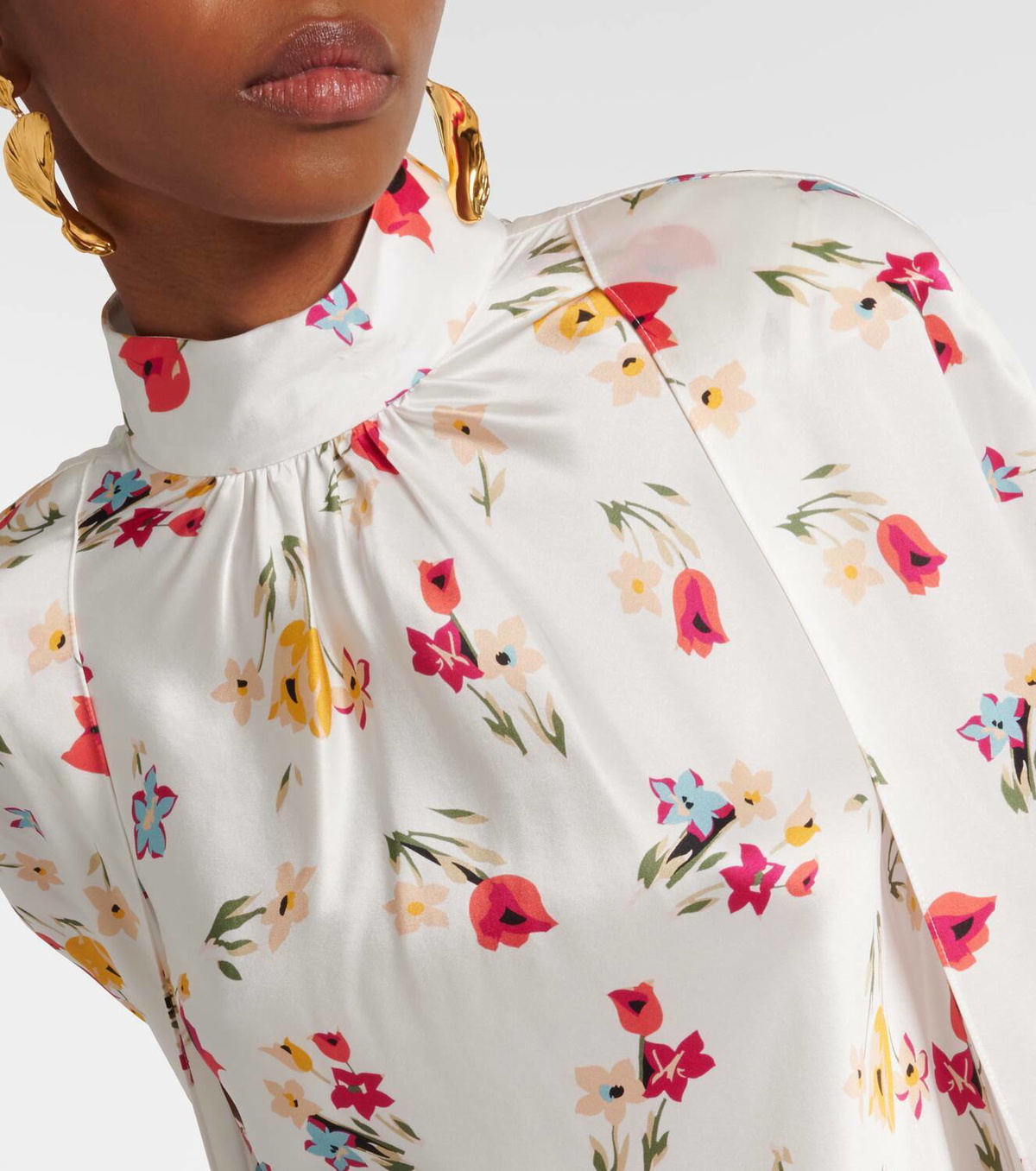 Rodarte Floral caped silk maxi dress