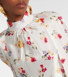 Rodarte Floral caped silk maxi dress