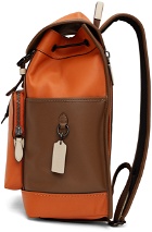Coach 1941 Orange & Brown League Flap Backpack
