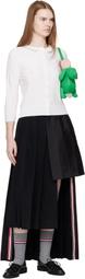 Thom Browne White Bobble Stitch 3/4 Sleeve Cardigan