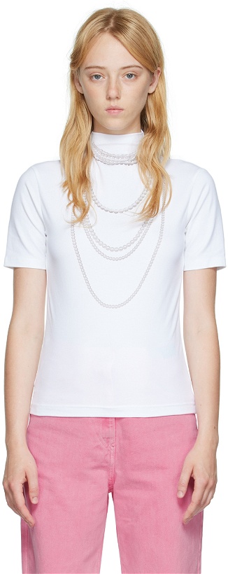 Photo: Pushbutton White Pearl Necklace T-Shirt