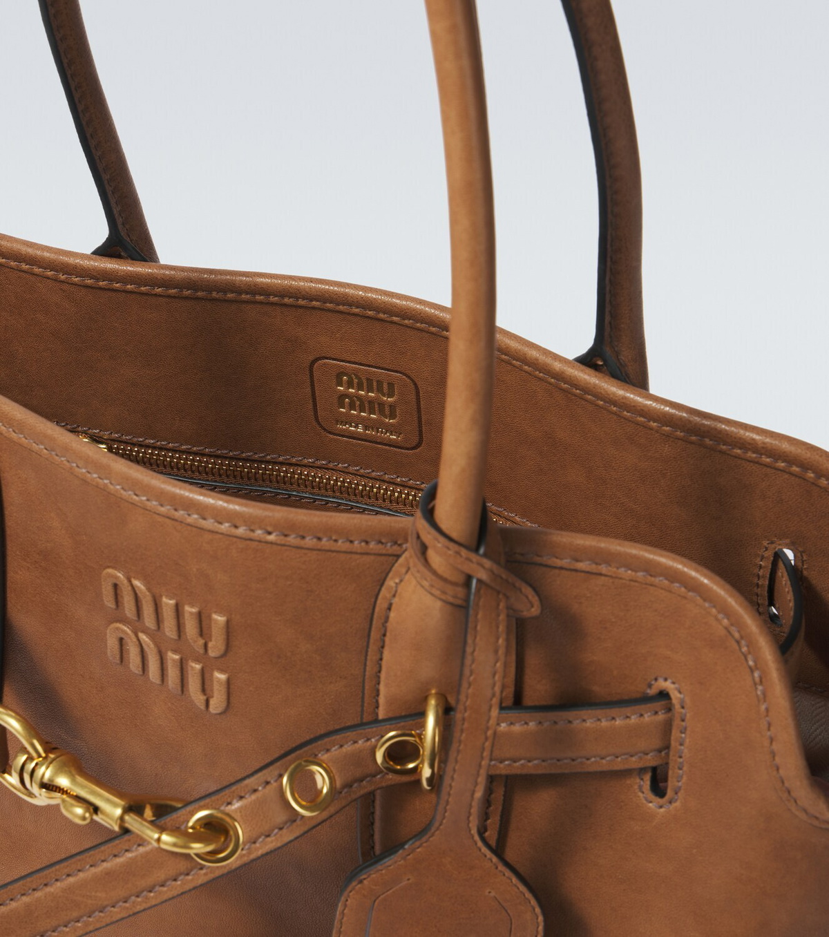 Miu Miu Aventure leather tote bag