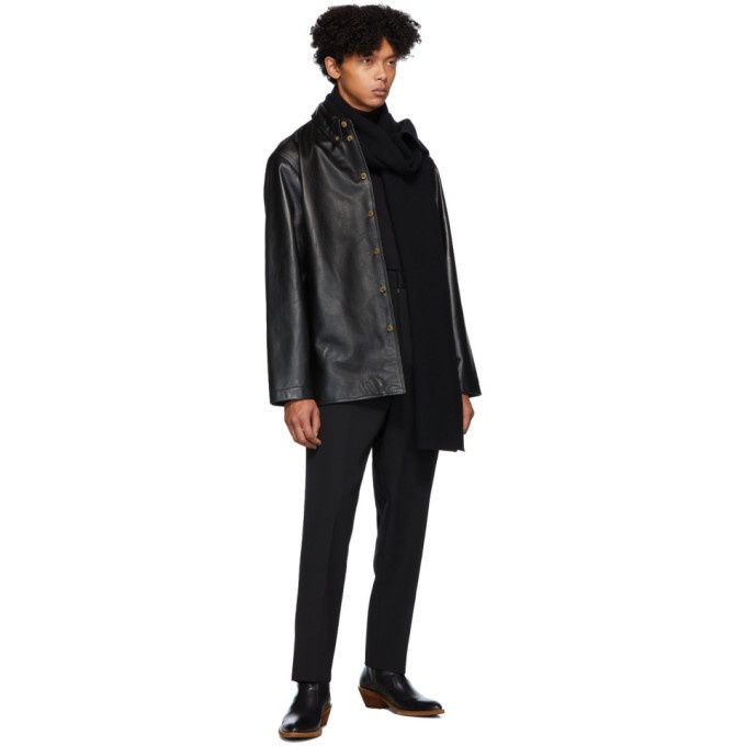Lemaire Black Leather Shirt Jacket Lemaire