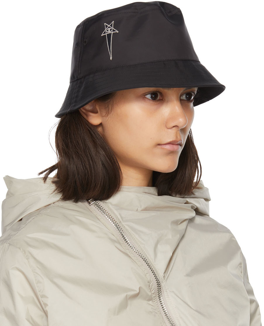 Rick Owens Black Champion Edition Gilligan Bucket Hat Rick Owens