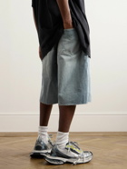 Balenciaga - Distressed Denim Drawstring Shorts - Blue