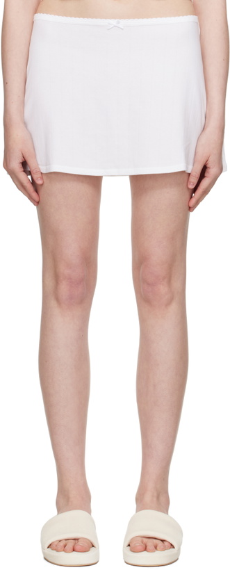 Photo: SKIMS White Drop Needle Pointelle Miniskirt