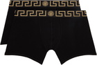 Versace Underwear Two-Pack Black Greca Border Long Boxer Briefs