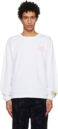 GCDS White Surfing Wirdo Long Sleeve T-Shirt