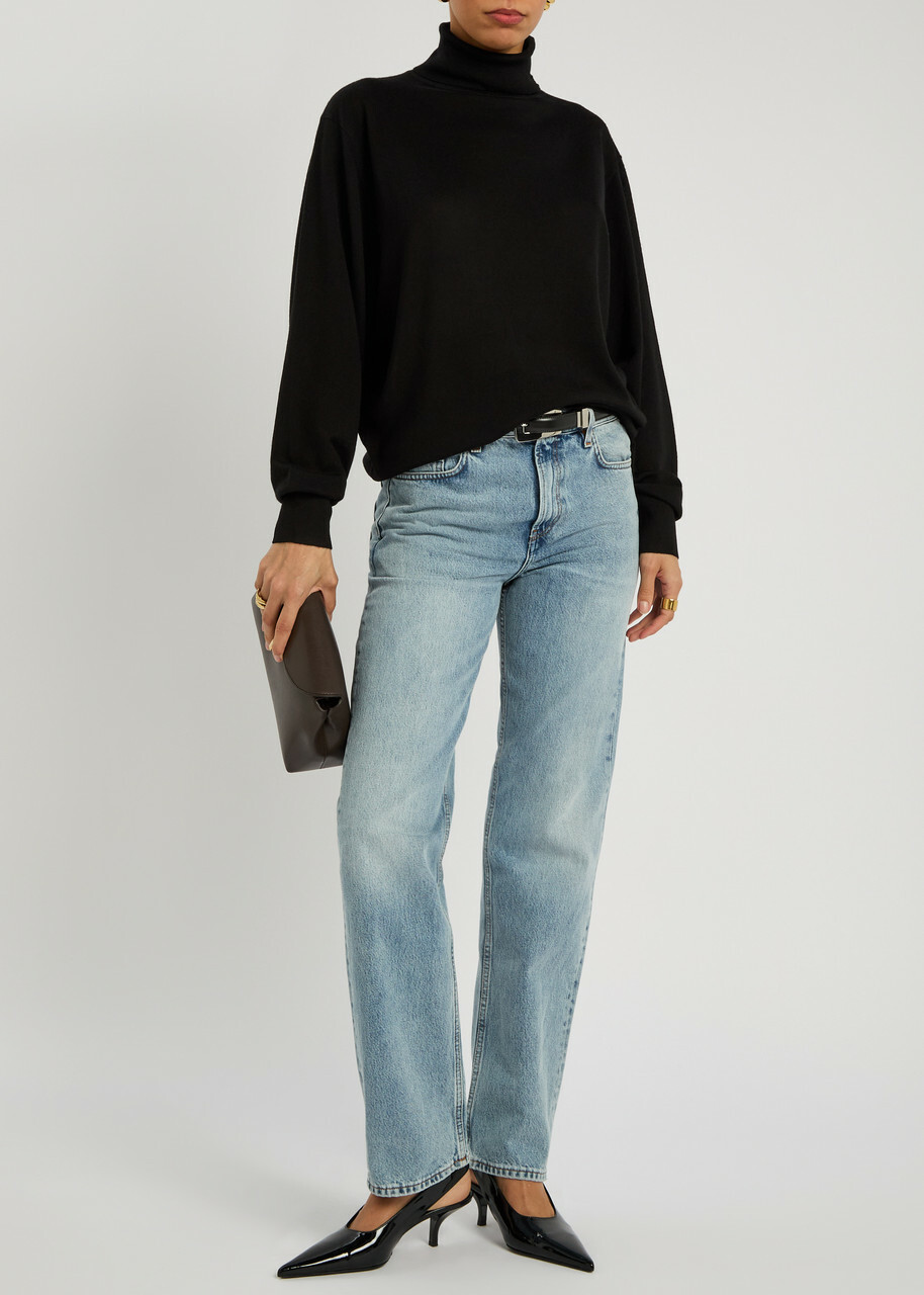 Toteme Turtle-neck Fine-knit Wool Jumper Black