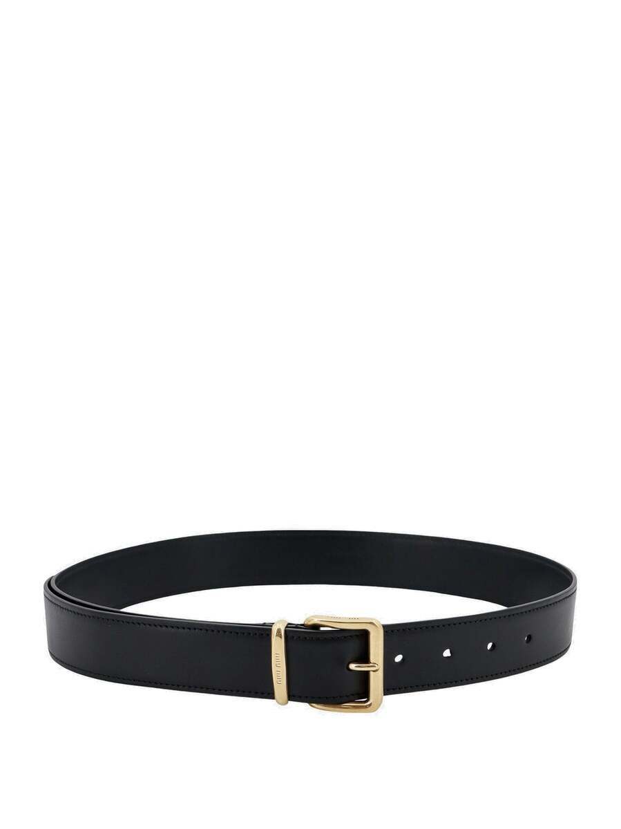 Miu Miu - Perforated Logo Belt in Black Miu Miu