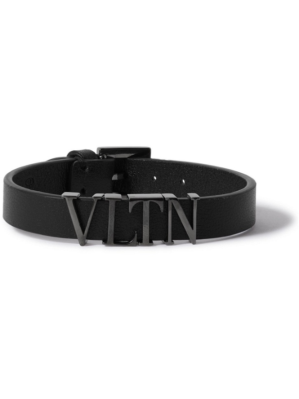 Photo: VALENTINO - Valentino Garavani Ruthenium and Leather Bracelet - Black