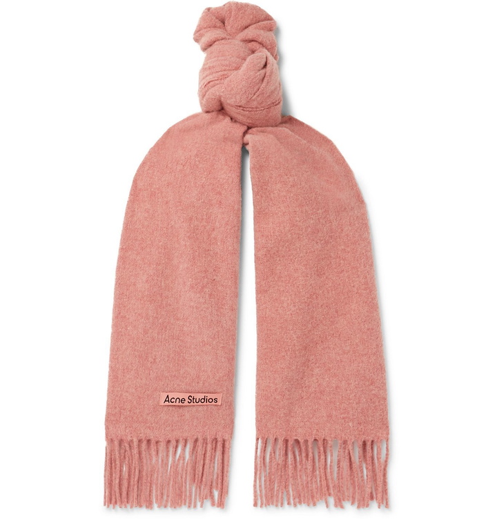 Photo: Acne Studios - Canada Narrow Fringed Mélange Wool Scarf - Pink