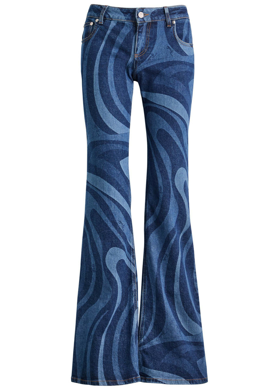 Pucci Wave-printed Flared-leg Jeans Denim