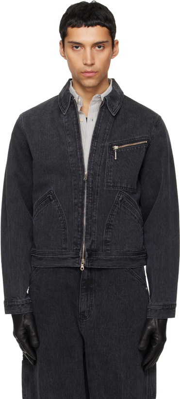 Photo: TONYWACK Black Cord Twill Zippered Denim Jacket