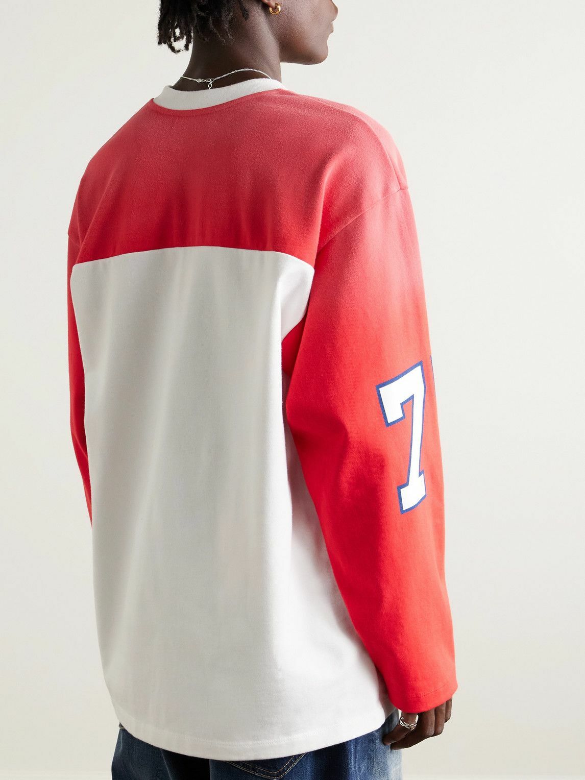 Satoshi Nakamoto - Bank of Satoshi Panelled Logo-Print Cotton-Jersey T-Shirt - Red