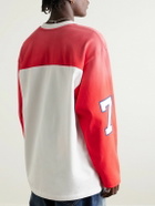 Satoshi Nakamoto - Bank of Satoshi Panelled Logo-Print Cotton-Jersey T-Shirt - Red