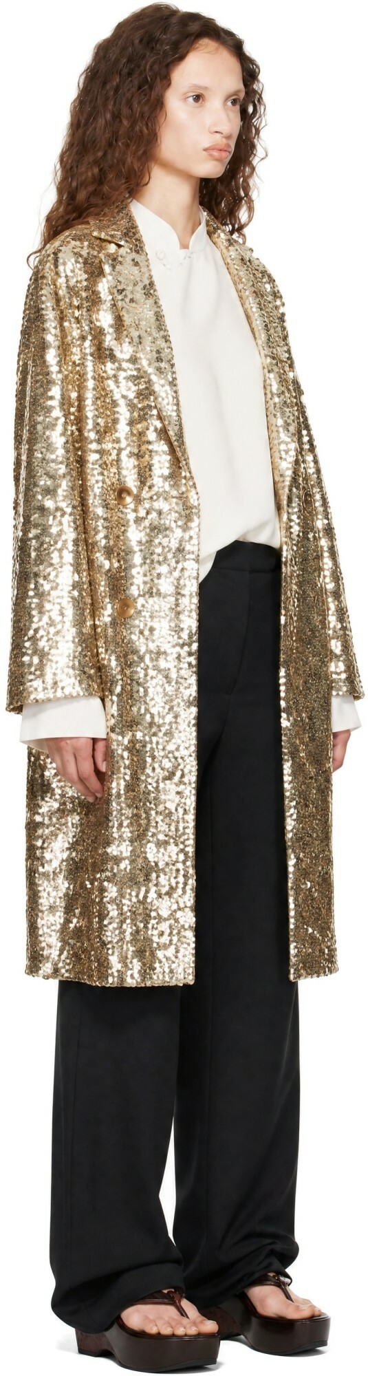 Bode Gold Sequin Worcester Coat