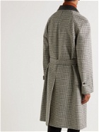 Tod's - Reversible Leather-Trimmed Houndstooth Wool and Cotton-Gabardine Trench Coat - Gray