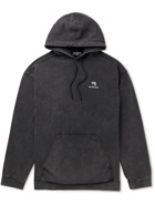 Balenciaga - Logo-Embroidered Cotton-Jersey Hoodie - Black