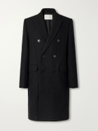 AMI PARIS - Double-Breasted Virgin Wool-Gabardine Coat - Black