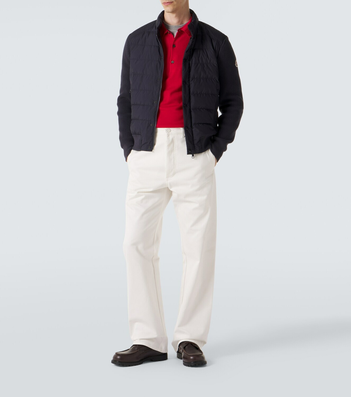 Moncler Down-paneled cotton-blend cardigan